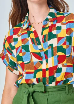 Shop MARIE SIXTINE CHEMISE COL CLAUDINE HELENE PATCHWORK
