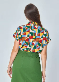 Shop MARIE SIXTINE CHEMISE COL CLAUDINE HELENE PATCHWORK