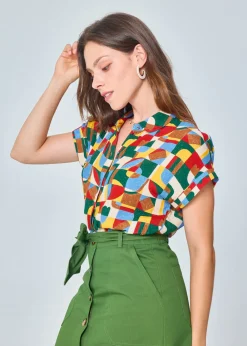 Shop MARIE SIXTINE CHEMISE COL CLAUDINE HELENE PATCHWORK