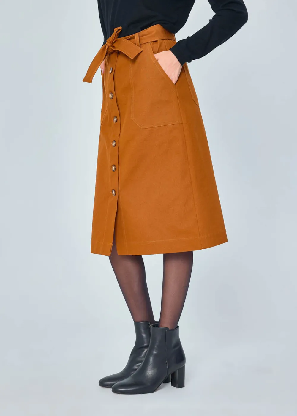 Outlet MARIE SIXTINE JUPE MIDI COTON ADELAIDE PECAN
