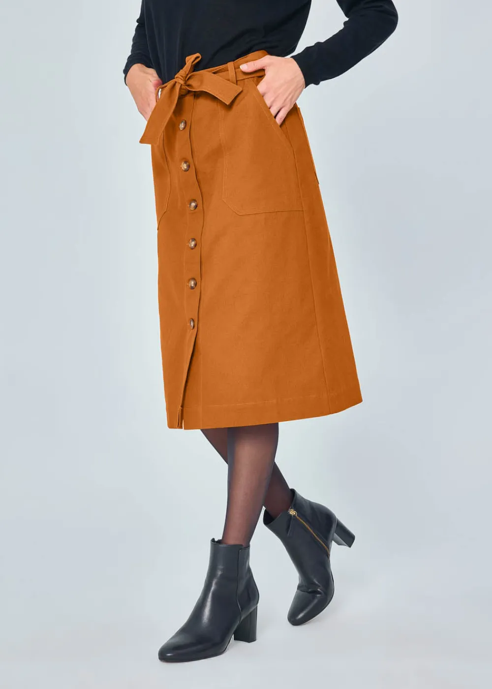 Outlet MARIE SIXTINE JUPE MIDI COTON ADELAIDE PECAN