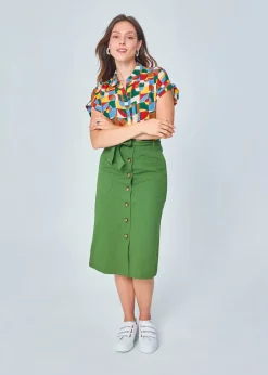 Online MARIE SIXTINE JUPE MIDI COTON ADELAIDE NENUPHAR