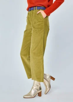 Best Sale MARIE SIXTINE PANTALON EN VELOURS COTELE GESSY FOUGERE