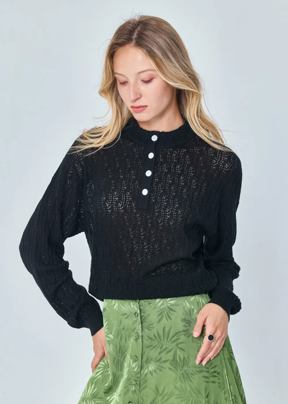 Cheap MARIE SIXTINE PULL MERINOS AJOURE RANDY CHARBON